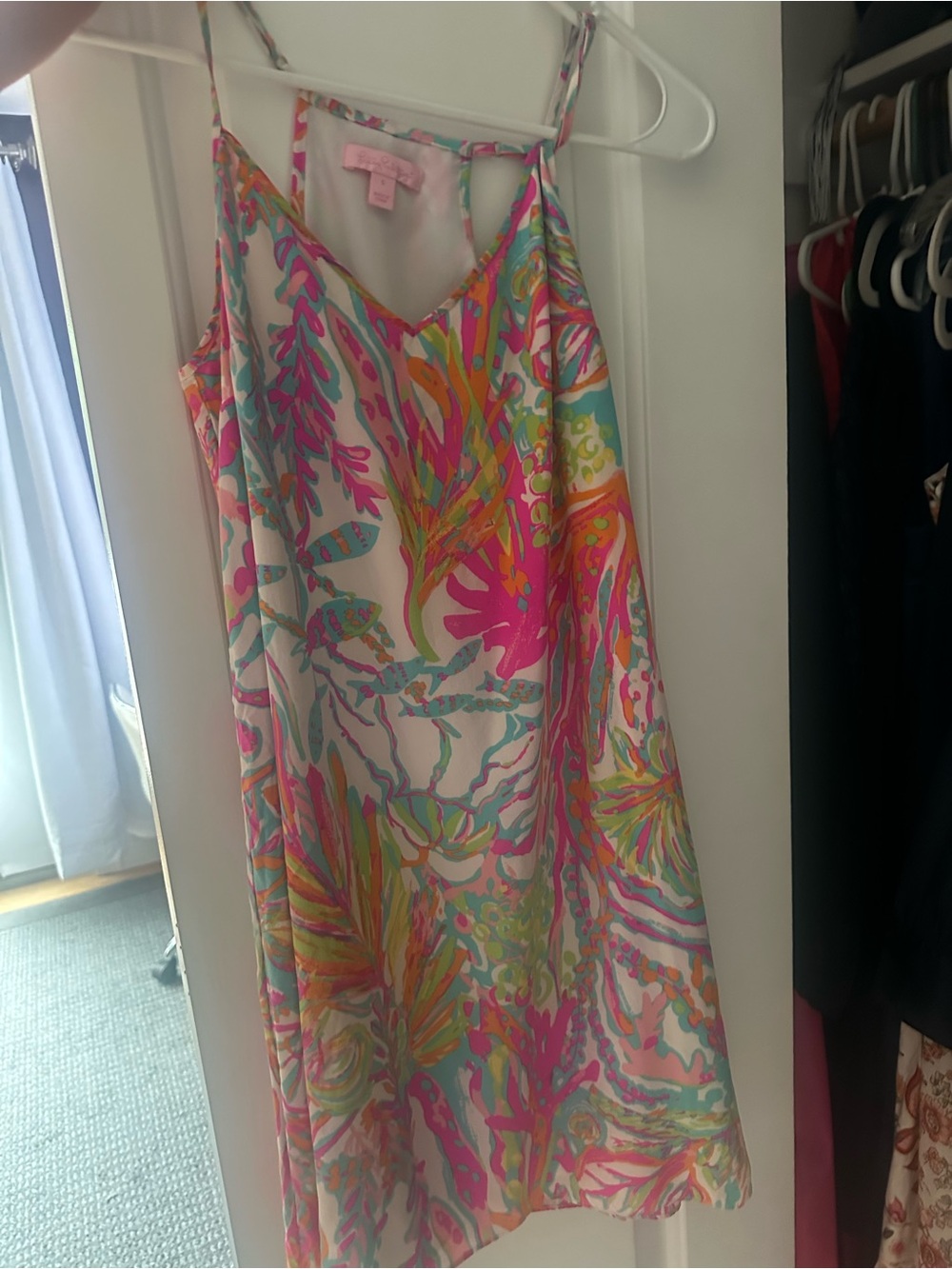 Lilly Pulitzer Multi-Colored Tropical Print Dress — Pink, Teal, Orange